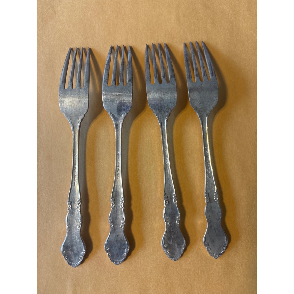Towle Supreme Cutlery Dinner Forks Set of 4 Silver Stainless Japan Good Floral - Picture 2 of 5
